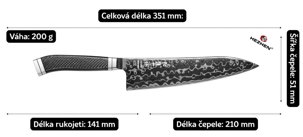 rozměry nože